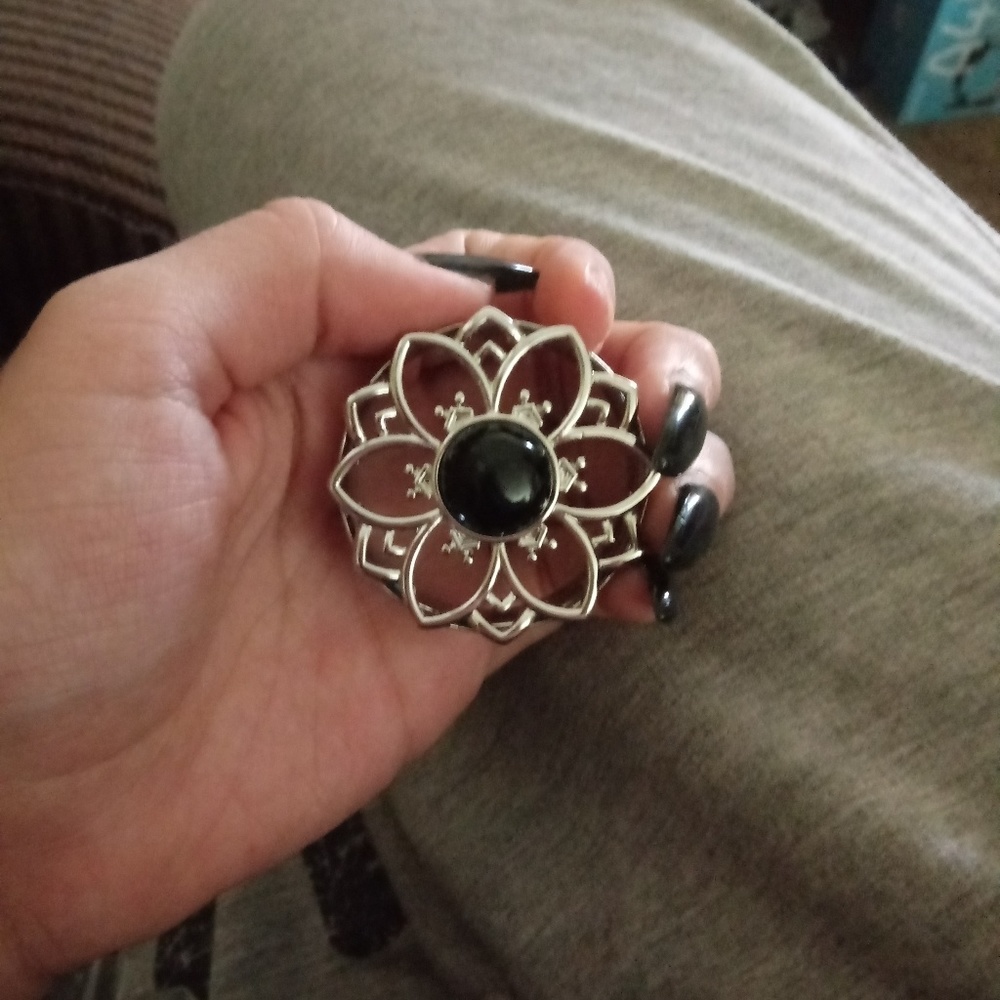 1 1/2 inch sterling silver plugs Onyx stone
